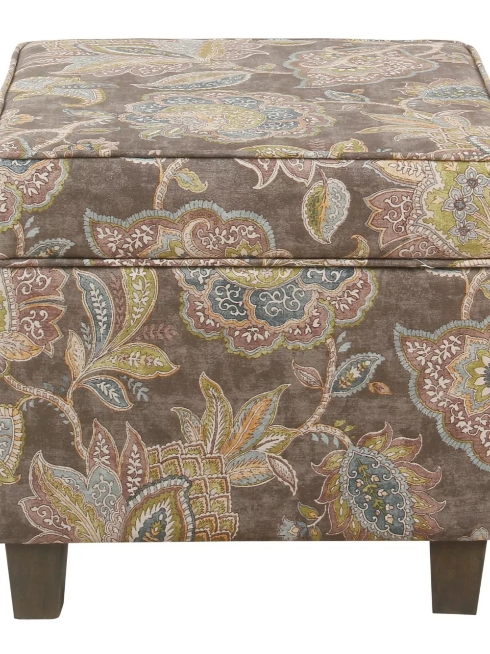 Cole Classics Square Storage Ottoman with Lift Off Top Gray Floral - HomePop